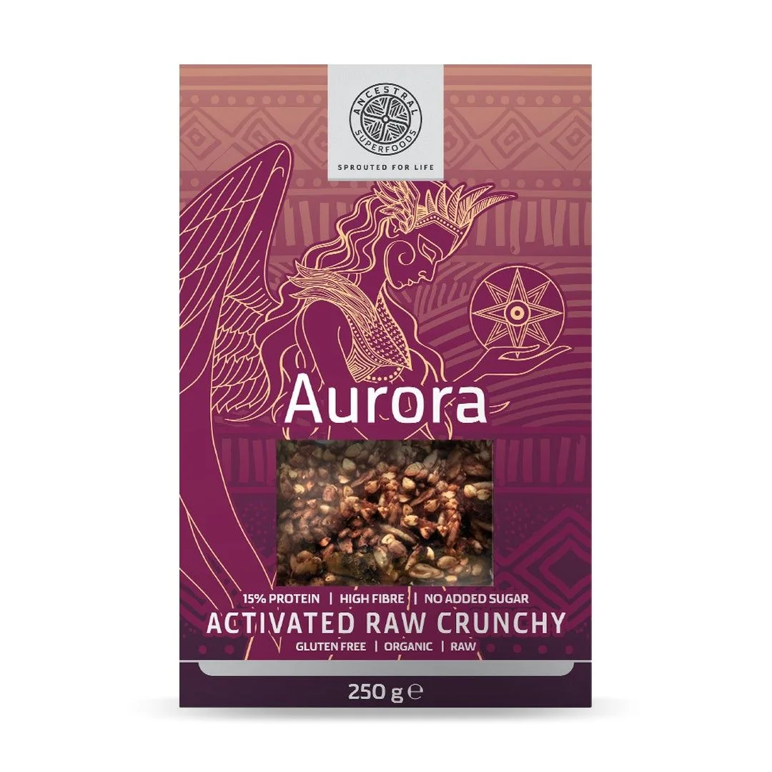 Активирана гранола с рожков и сушени смокини, Activated raw crunchy Aurora, 250г, Ancestral Superfoods Активирана гранола с рожков и сушени смокини, Activated raw crunchy Aurora, 250г, Ancestral Superfoods