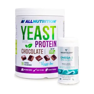 Протеин от дрожди, Yeast Protein шоколад 500г  + Opti3 Омега-3 EPA & DHA, 60 капсули