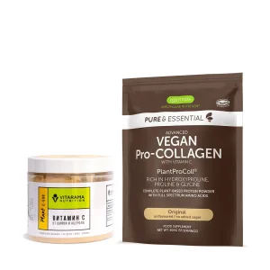 Натурален Витамин С от шипки и ацерола, 240 г, Вкус Лимон + Колаген, Vegan Pro-Collagen, 500г